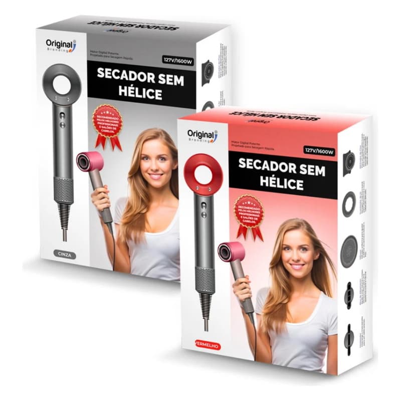 Secador de Cabelos sem Hélice 1600W Ultrassônico Profissional Secagem Rapida Original Branding Com Difusor