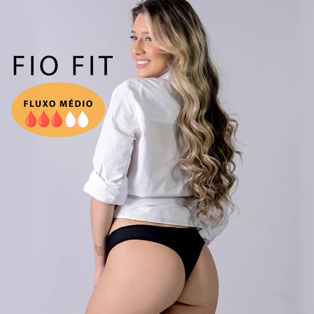 Calcinha Absorvente Fitness Fio Dental Fluxo Médio Antivazamento Esportes Academia Reutilizável