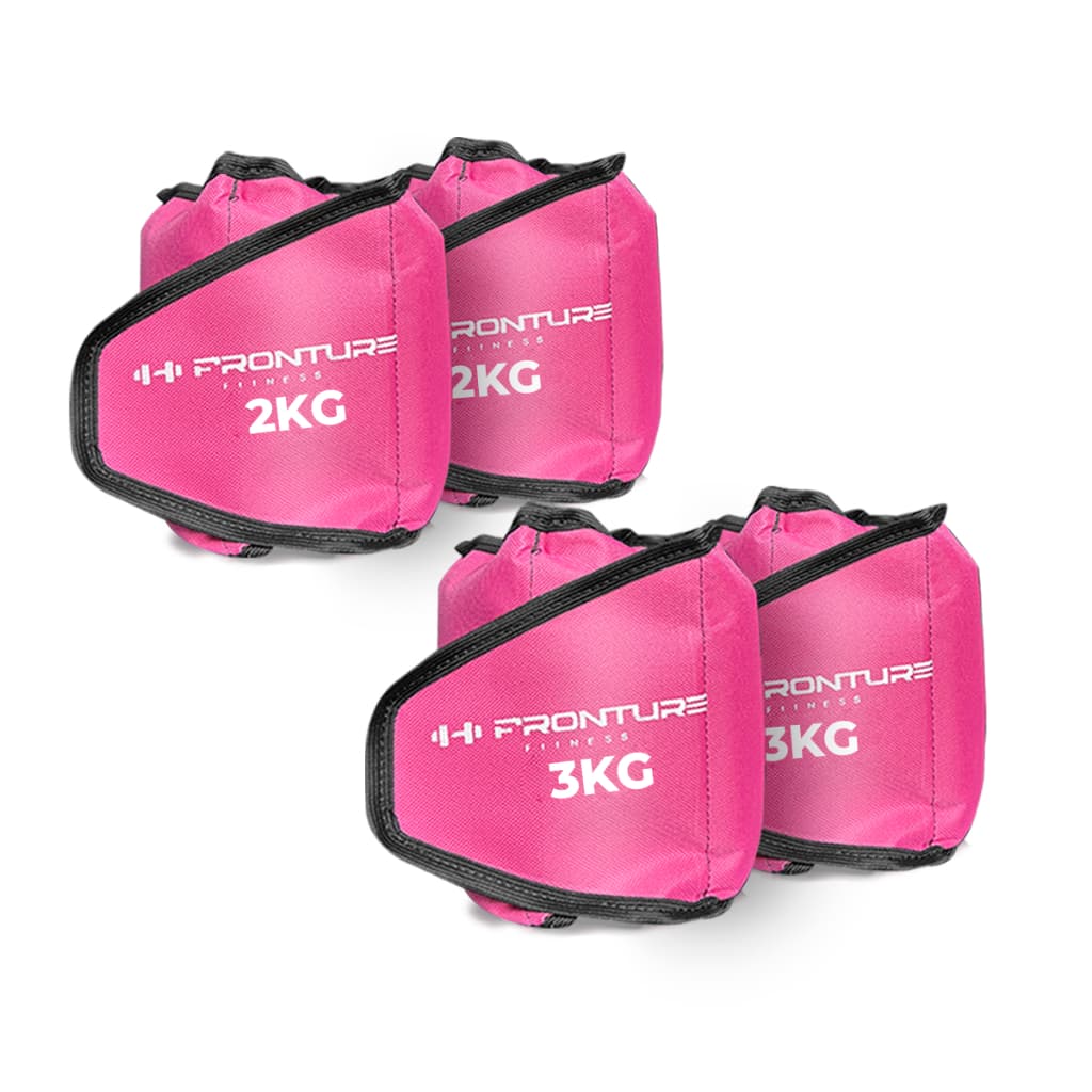 KIT Par Caneleira de Peso Tornozeleira Musculaçao Ginastica Treino Profissional 2kg e 3kg Rosa