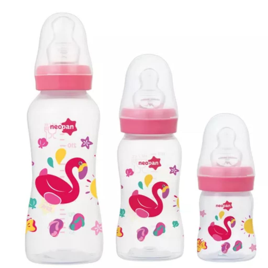KIT 3 MAMADEIRAS NEOPAN  DECORADA BICO DE SILICONE - 250ML/140ML/70ML - 3352