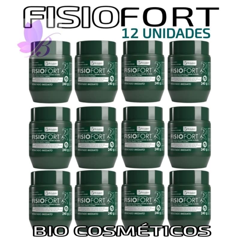 Kit 12 Fisiofort Verde Pomada Massageadora em Pote 240gr - Bio Instinto
