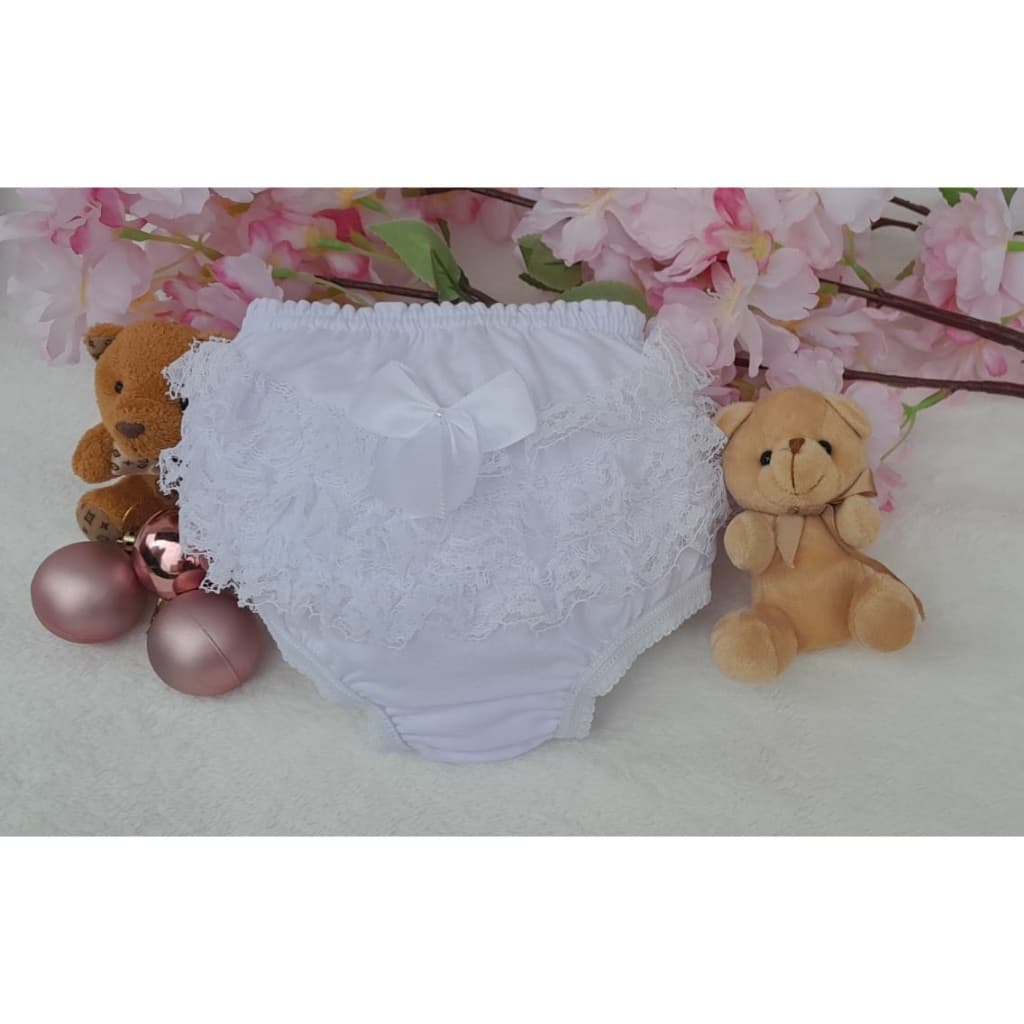 Calcinha Bunda Rica Tapa Fraldas Renda Batizado Super Luxo
