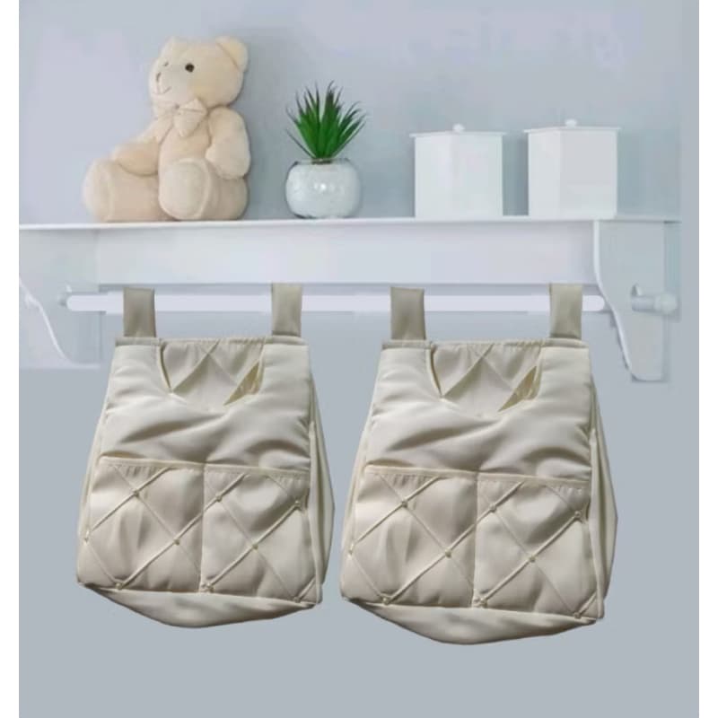 Porta Fraldas Pérola Palha para Quarto de Bebê Temos opçao com ou sem Perolas Organizador de Fraldas descartáveis
