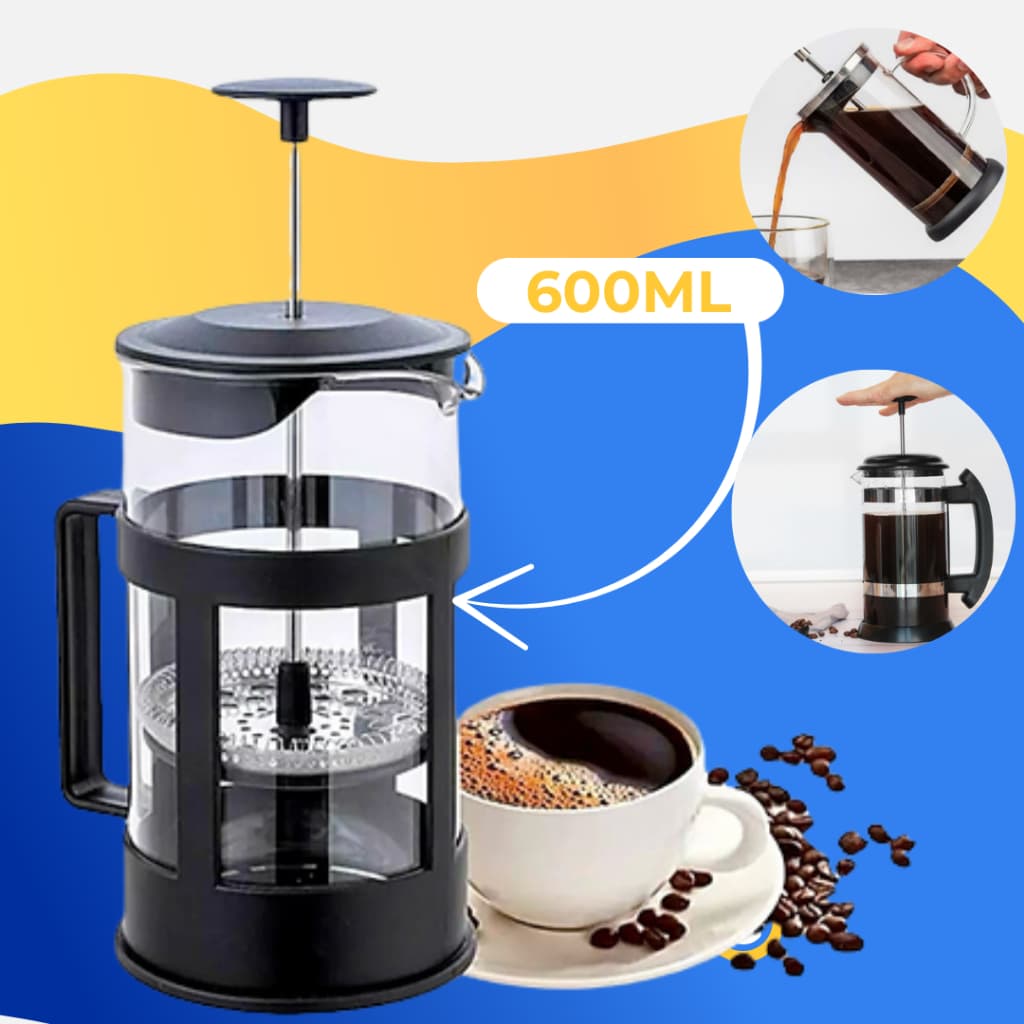 Cafeteira Prensa Francesa portatio Café Leite Chá 600ml leite pra  expresso manual capsula nescal vidro preto grao