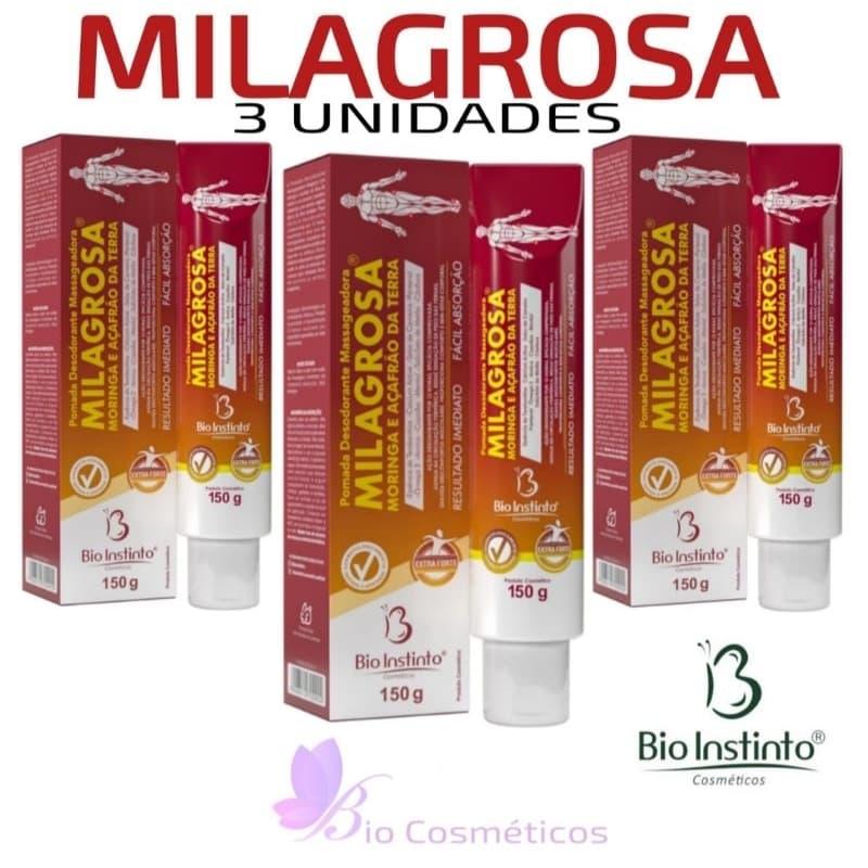 Kit 3 Pomadas Desodorante Massageadora Milagrosa 150gr - Bio Instinto