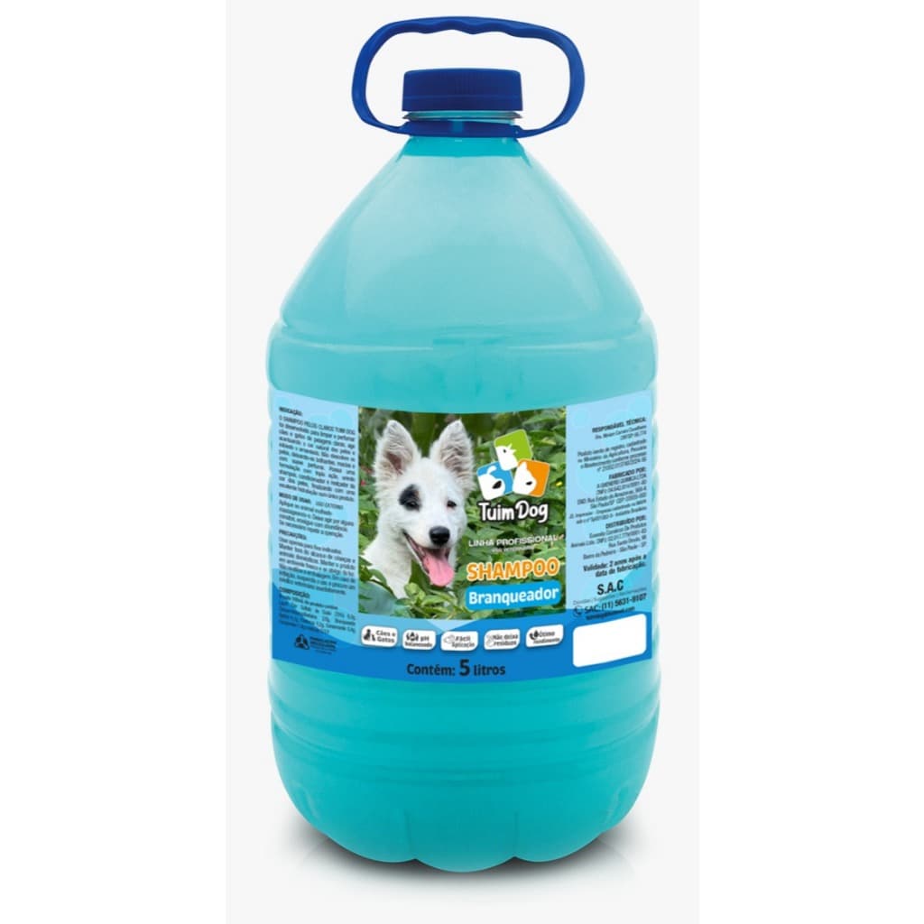 Shampoo para Cachorro Cães e Gatos TUIMDOG  Branqueador 5 Litros - Pet Shop - Banho e Tosa Linha Profissional