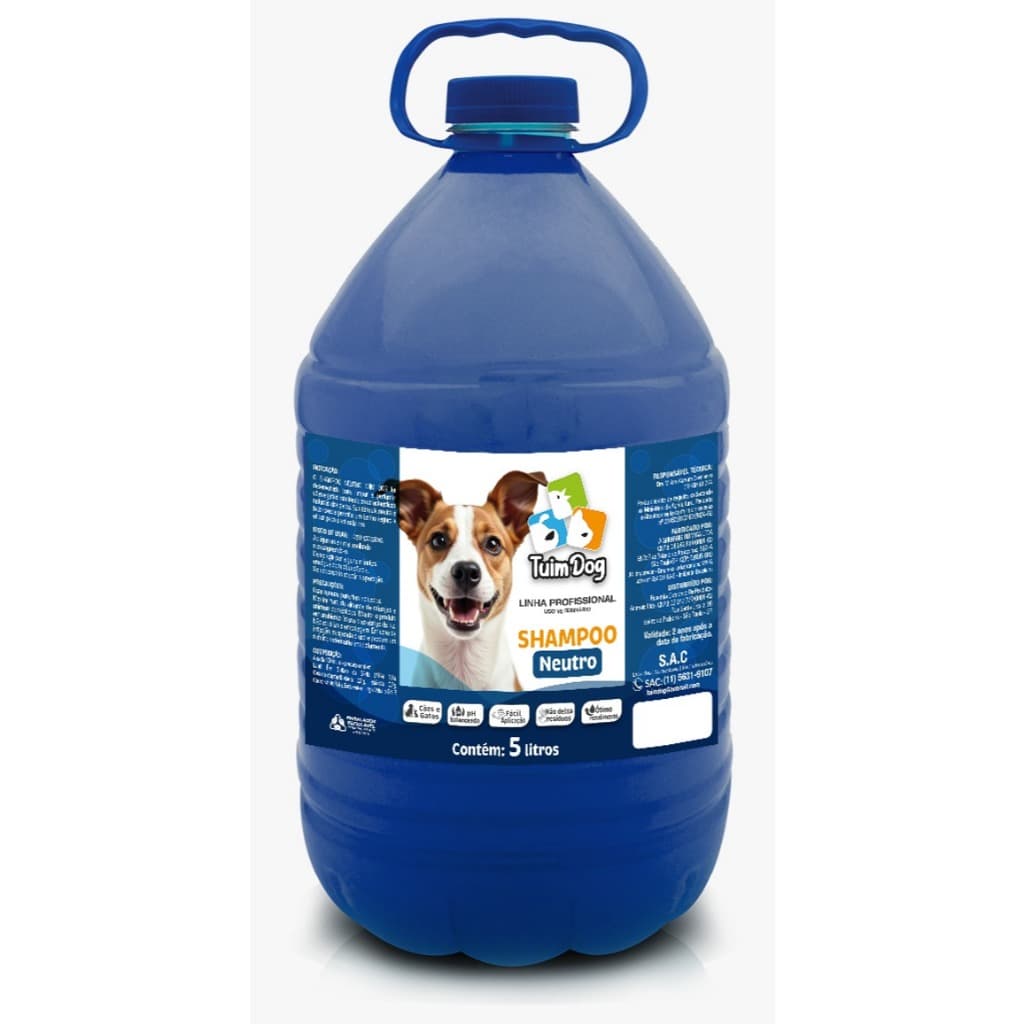 Shampoo para Cachorro Profissional Banho e Tosa Pet Shop TUIMDOG  Neutro 5 Litros Pet Cães e Gatos