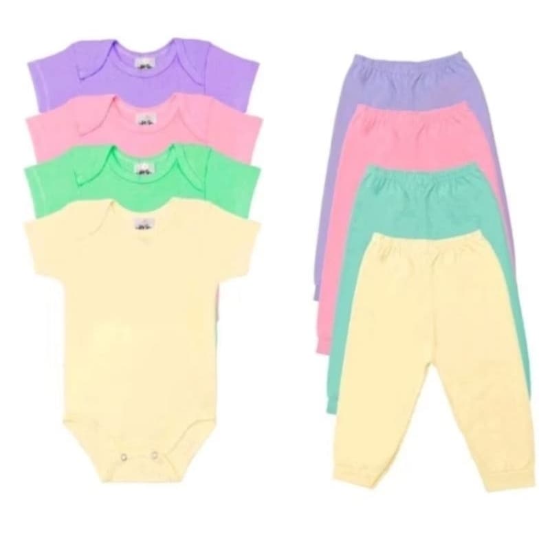 kit enxoval body e mijão 6 peças bebê menino e menina Algodão  e liso sortidos