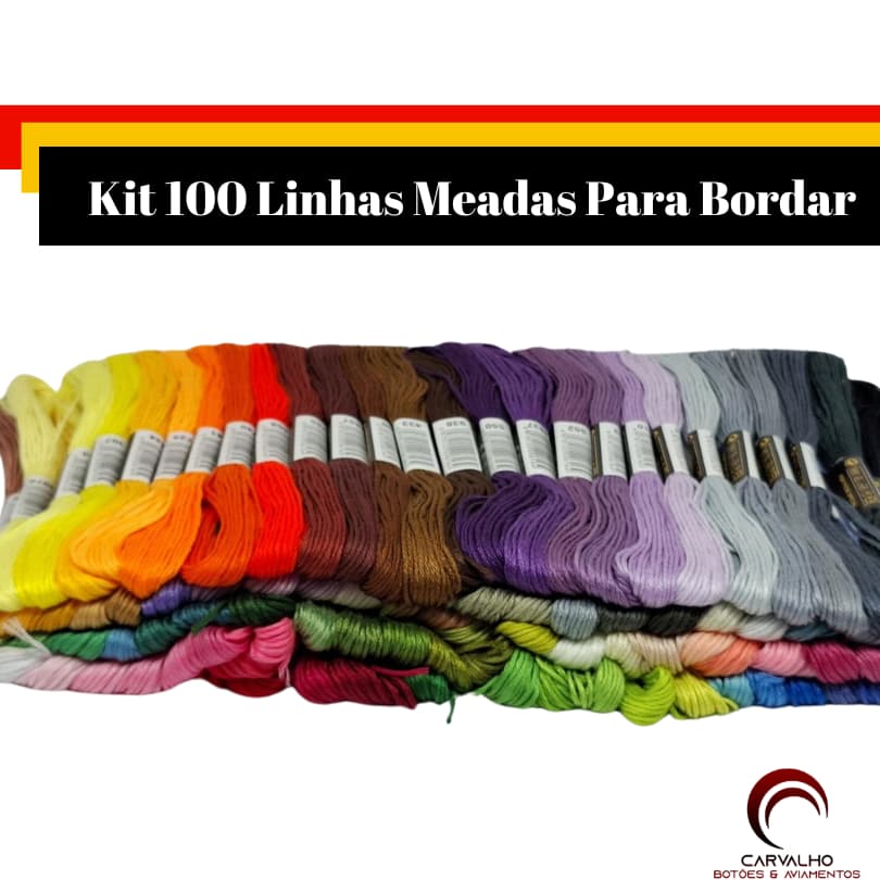 Kit 100 Linha Meada Para Bordar Com 8 Metros Cada Ponto Cruz Artesanato