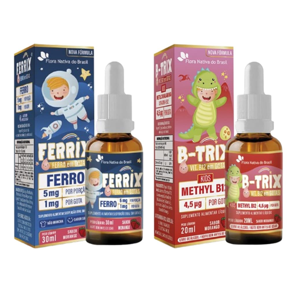 Kit Vitamina Kids Ferrix Ferro Gotas 30ml + Vitamina B-trix Gotas 20ml