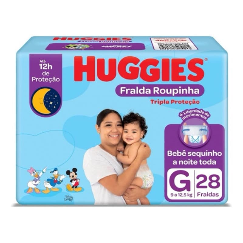 Fralda Roupinha Tripla Proteção Tamanho G e XG Com 28 e 24 Unidades - Huggies