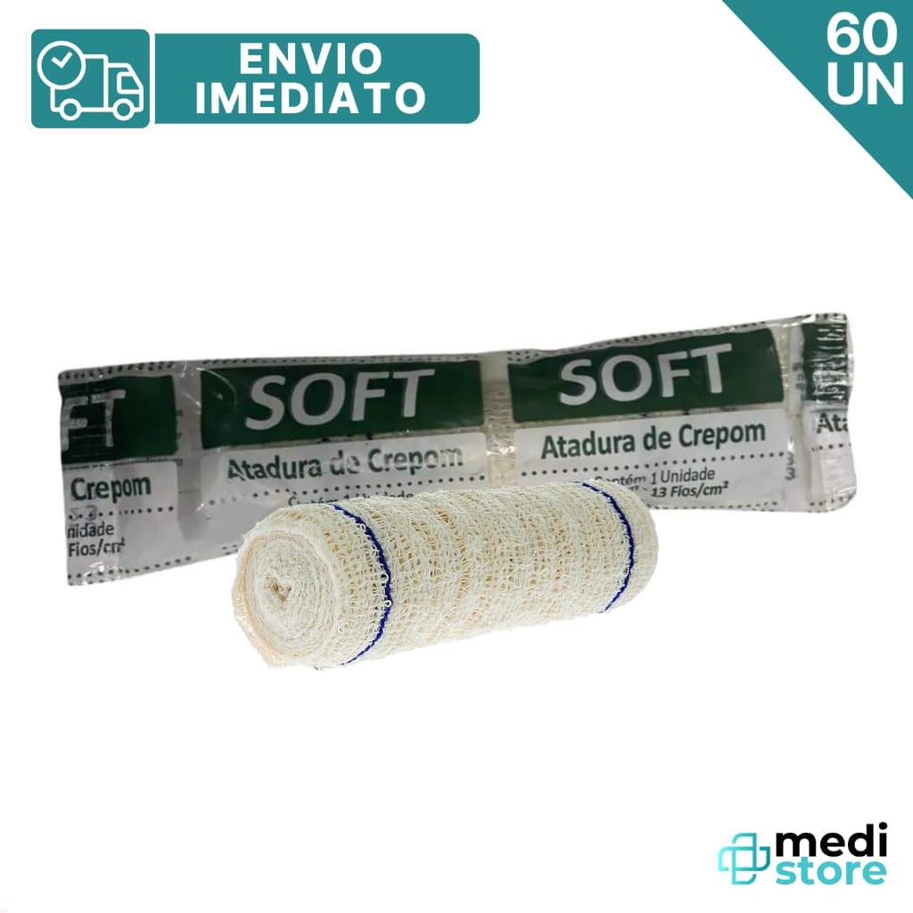Kit com 60 Ataduras de Crepom 10cmX1,80m 13 Fios Soft Erimax - Envio Imediato