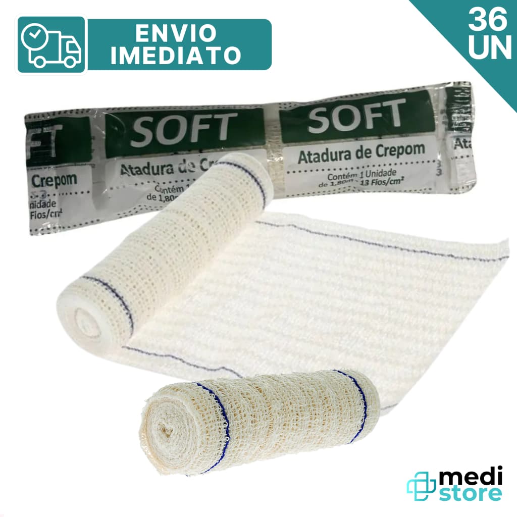 Kit com 36 Ataduras de Crepom 8cm X1,20m 13 Fios Soft Erimax - Envio Imediato