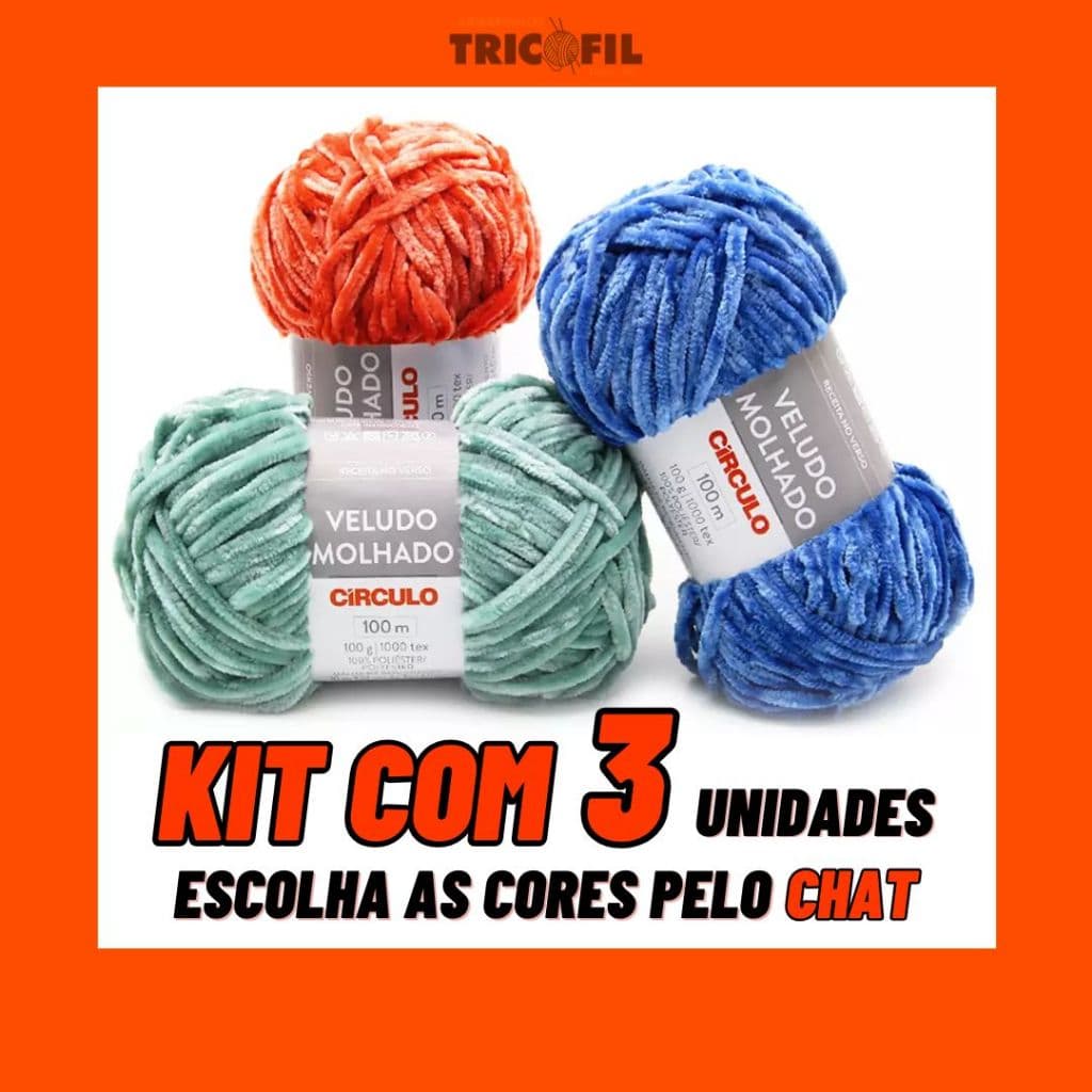 Kit c/3 Lã Fio Veludo Molhado Círculo - 100g | Crochê Tricô Amigurumi