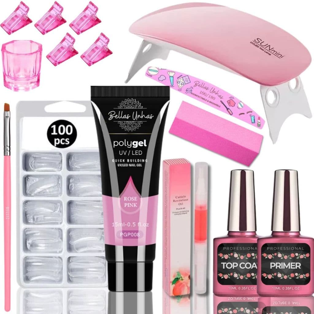 Kit Polygel 15g Completo Cabine Sun Mini + Molde F1 + Poli Gel - Envio Imediato