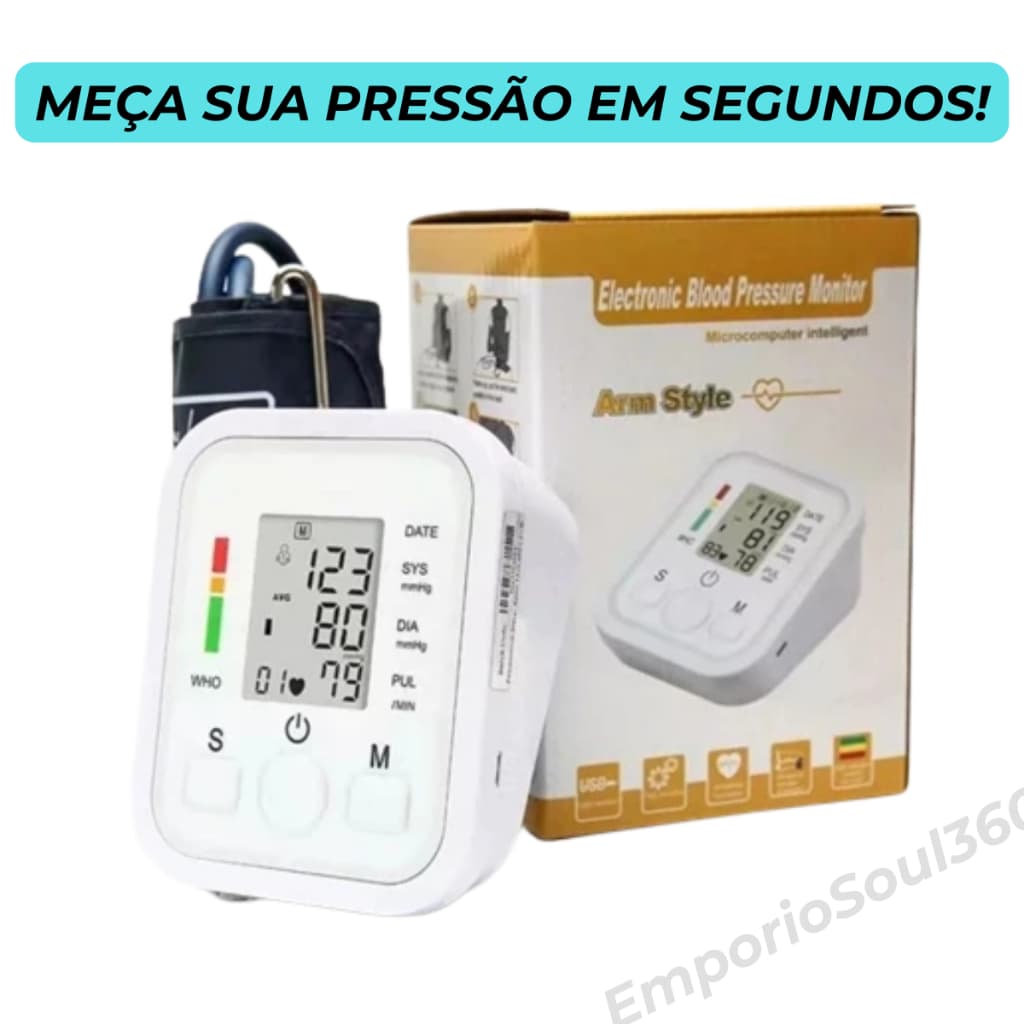 Aparelho Medidor de Pressão Arterial Digital De Braço Portátil Automático