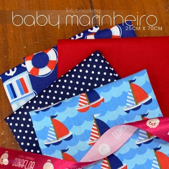 Kit 5Tricolines Baby Marinheiro 25cm X 70cm 100% Algodão -para Panos de Prato, Fraldas  e Patchwork