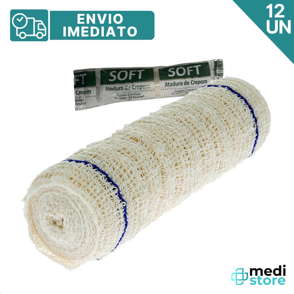 Kit com 12 Ataduras Crepom Soft 30cm x 1,80mt 13 Fios Erimax - Envio Imediato