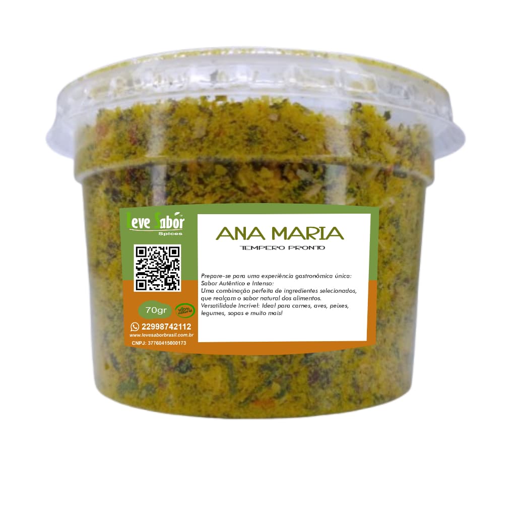 Tempero  Ana Maria, Descubra o Sabor Autêntico do Brasil com os Temperos Ana Maria  POTE 70GR