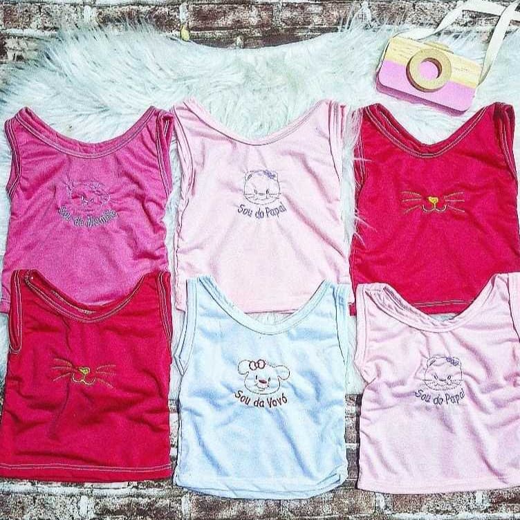 Kit 3 regatas para bebe menina sortidas enxoval de bebê