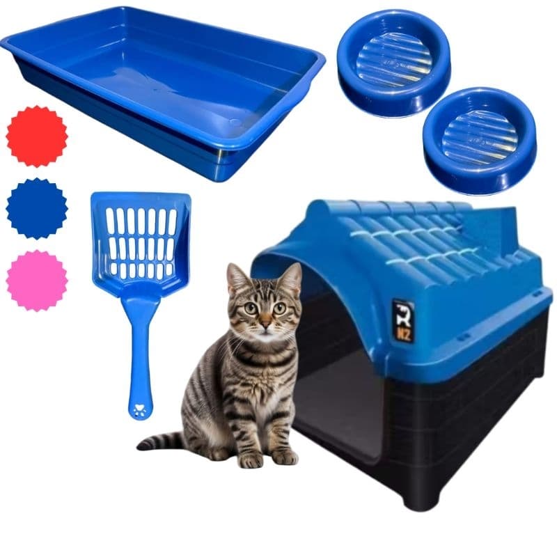 Kit Para Gato Caixa De Areia Casinha N2 Itens de Gato Felinos Envio em 24hrs