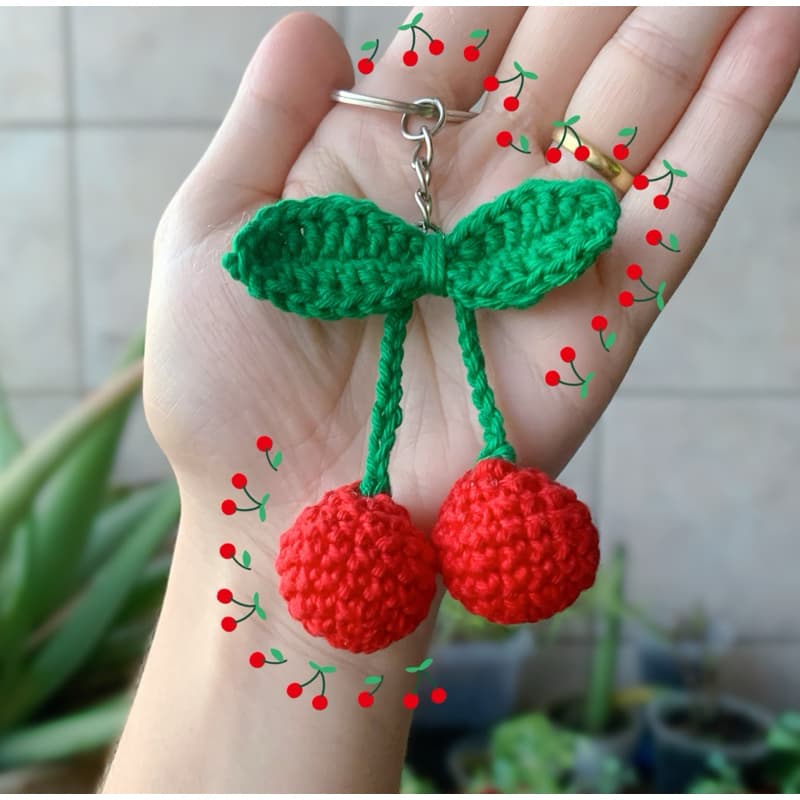 Kit com 15 Chaveiros  cereja crochê lembrança lembrancinha Amigurumi