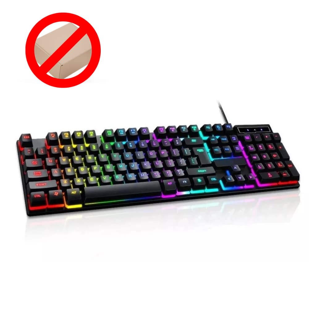 Teclado Gamer Semi Mecânico 100% com Fio Preto Led RGB Abnt2 Português Rainbow Ergonômico SEM CAIXA