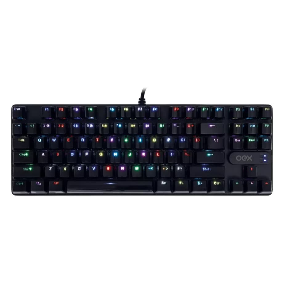 Teclado Mecânico Gamer OEX Game Phantom, LED, Switch Outemu Blue, US, Preto - TC700