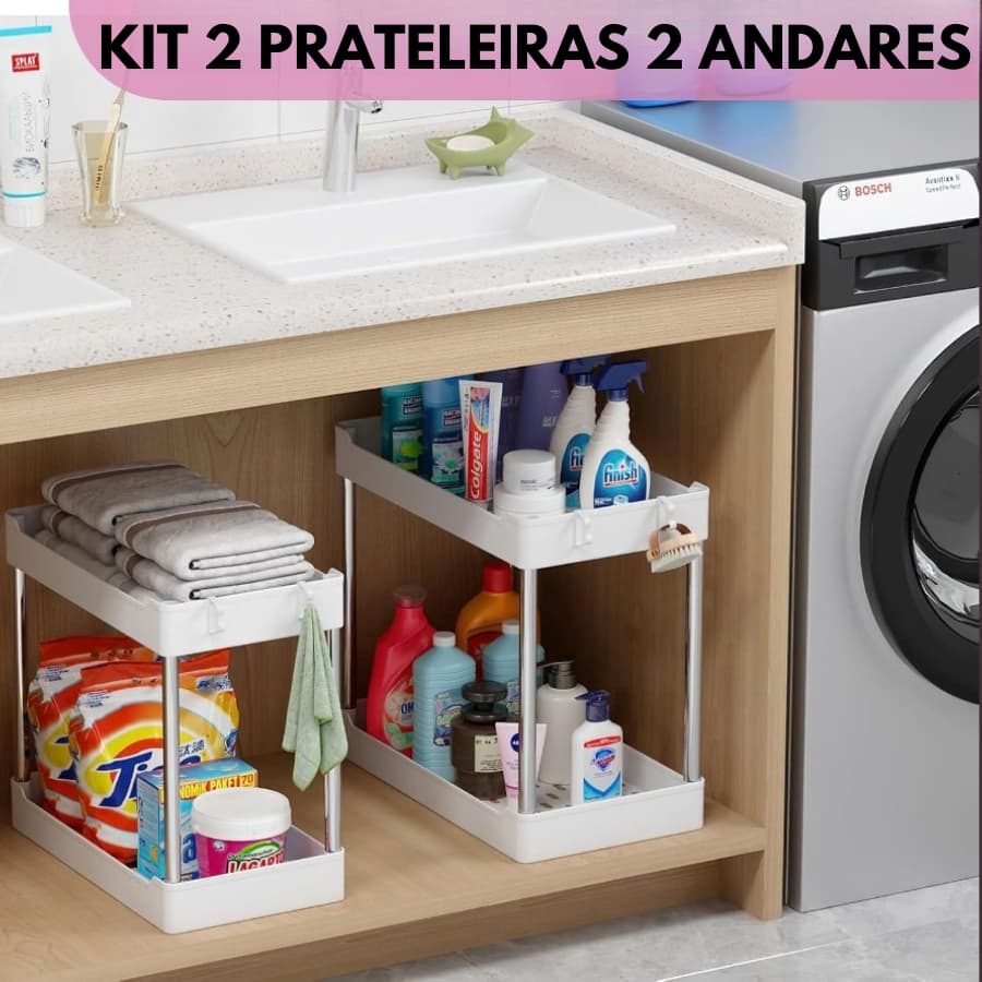 Kit 2 Organizador Multiuso Para Armazenamento Organizador de Mesa Banheiro Cozinha Area