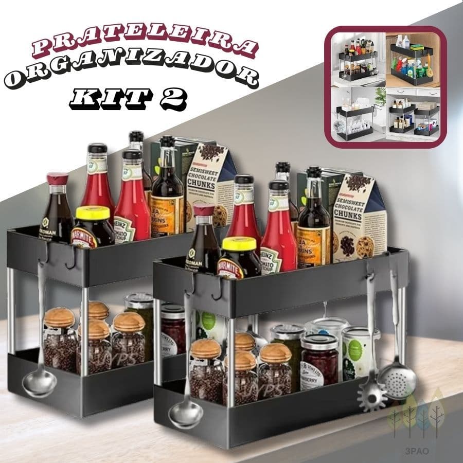 Kit 2 prateleira organizador multiuso prateleira  2 andares Mesa Organizador Banheiro cozinha