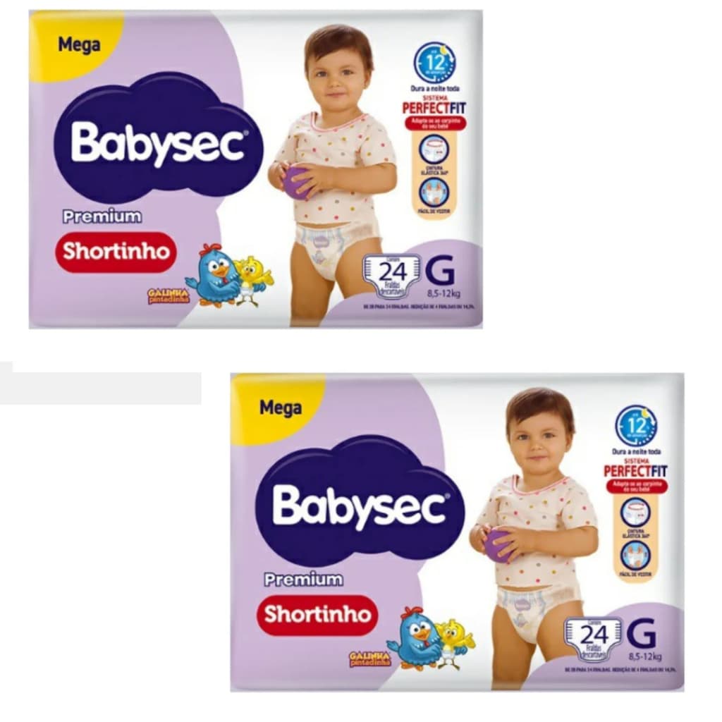fraldas descartáveis promoção Kit 2 Fralda Shortinho Babysec Premium Tamanho G com 24Fraldas Descartáveis cada