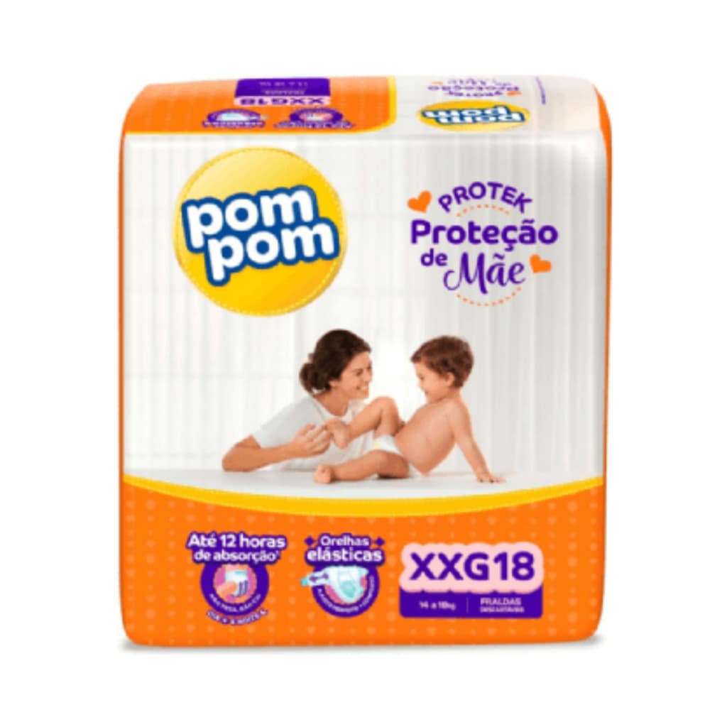 Fralda Pom Pom Derma Protek Jumbo Tamanho XXG - 18 Unidades