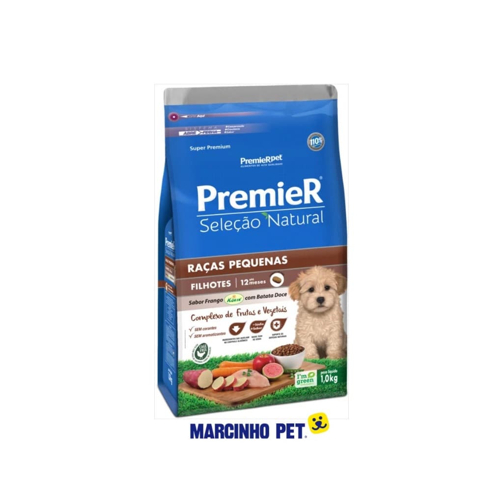 Ração Premier Seleção Natural Cães Adultos Raças Pequenas Frango Batata Doce 1 Kg Alimento Cachorros