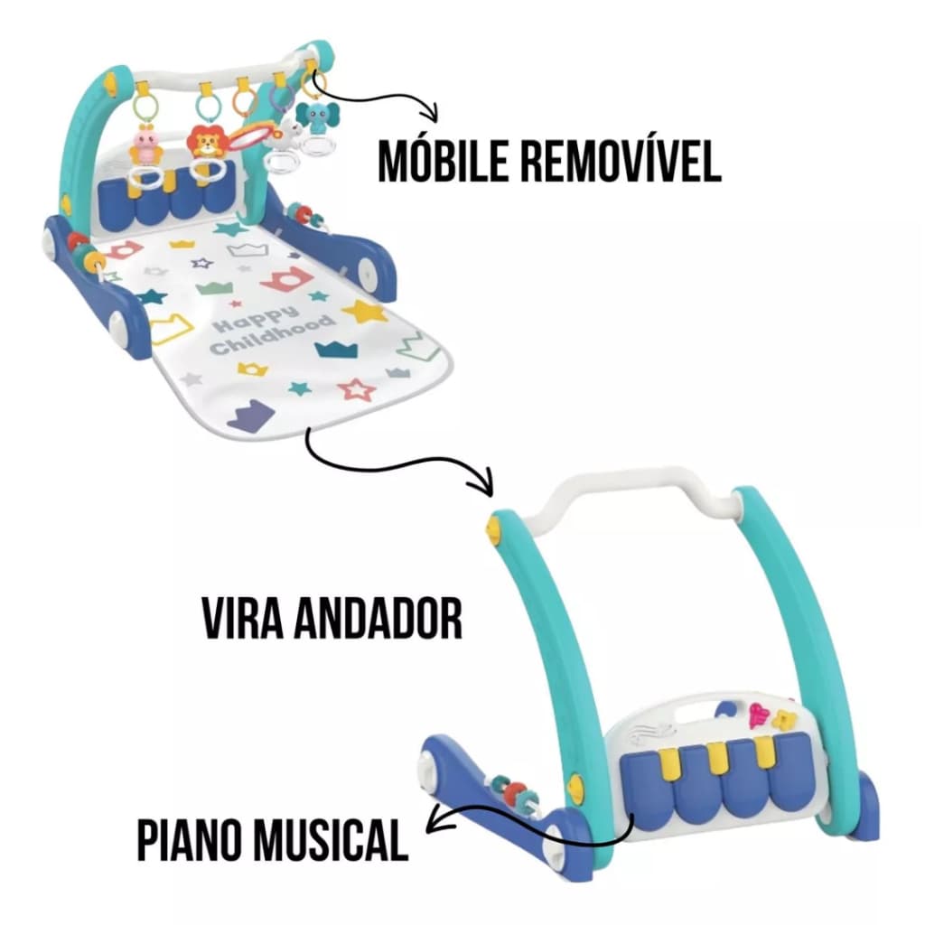 Ginásio Tapete de Atividades Infantil Vira Andador Bebê Multiatividades - KitStar