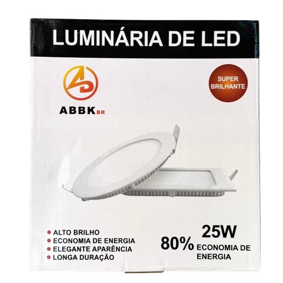 Luminaria Led LPF Luz Iluminação 25w Led Plafon Casa Economica Potente Branco Frio Quadrado