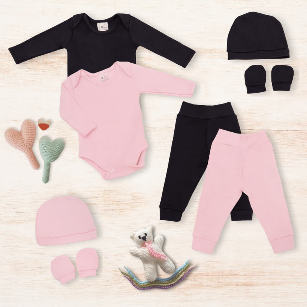 Kit Roupa Recém Nascido Bebê Menina e Menino 8 Pçs Algodão Primeira Troca Hospital Conforto Premium
