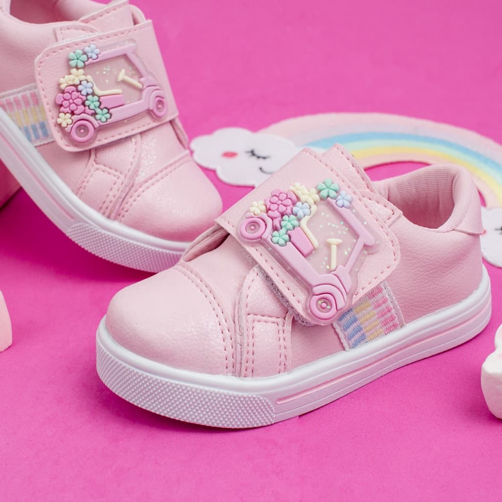 Tênis Infantil Menina  Passeio  Dia a Dia Delicado Criança Flores Colorido Fofinho Star Bebê Confortável 20 ao 27