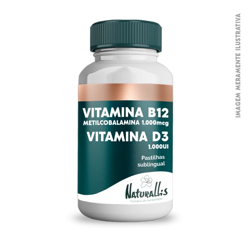 Vitamina B12 Metilcobalamina 1.000mcg + Vitamina D3 1.000UI - 60 ou 120 Pastilhas Sublinguais