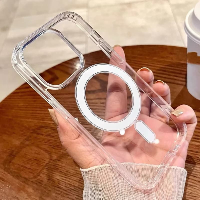 Capa Magsafe Transparente Compativel Para iphone 15 14 13 12 11 X 7 8 Pro MAX