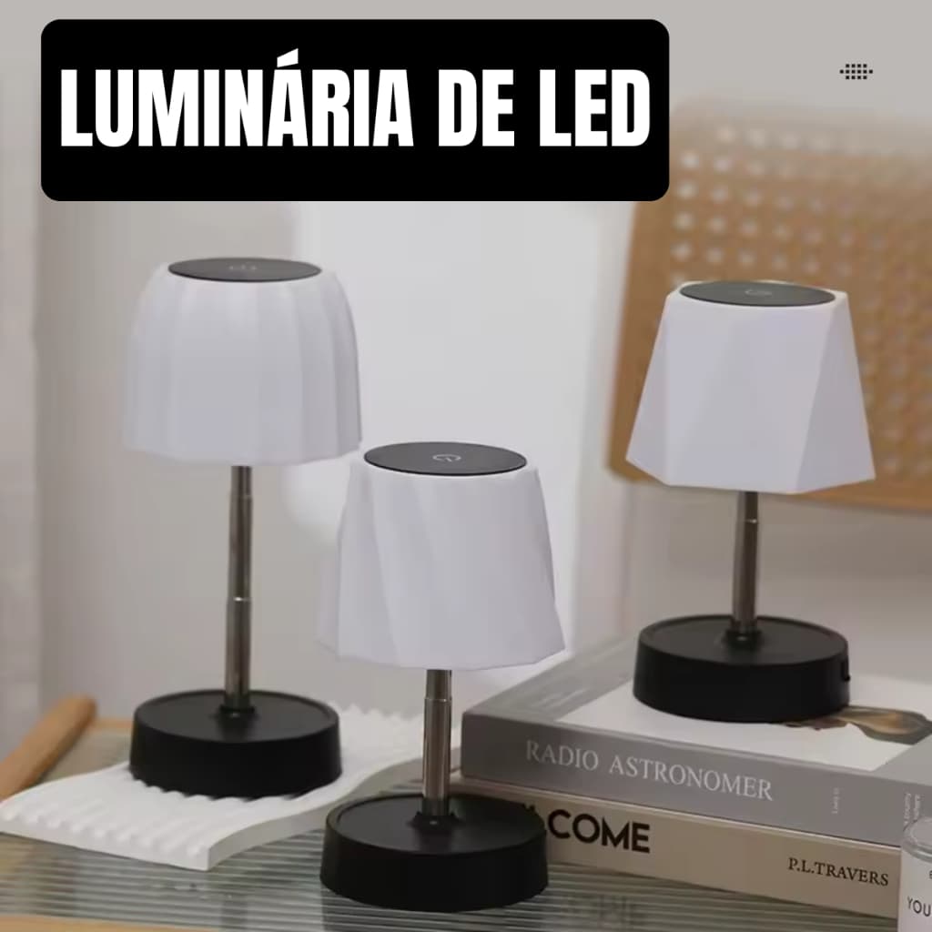 Kit 2 Luminária de Led Decorativa Luz Quente Abajur de LED de Mesa Recarregável USB C Para Cabeceira
