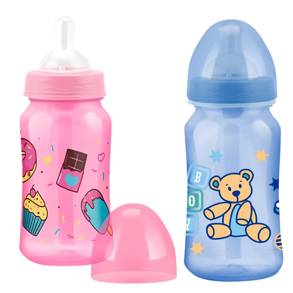 Mamadeiras para Bebe Mamadeira Menina e Menino Rosa e Azul para Bebê com Bico de Silicone