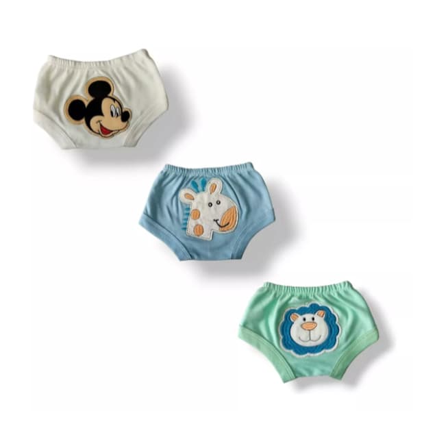 Kit 3 Pçs Tapa Fralda Short Safari Algodão Enxoval Desfralde