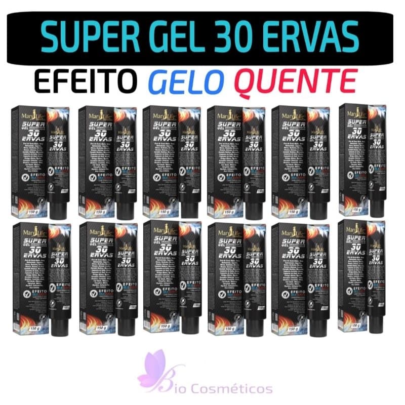 Kit 12 Super Gel 30 Ervas Pomada Desodorante Massageadora 150gr - Mary Life