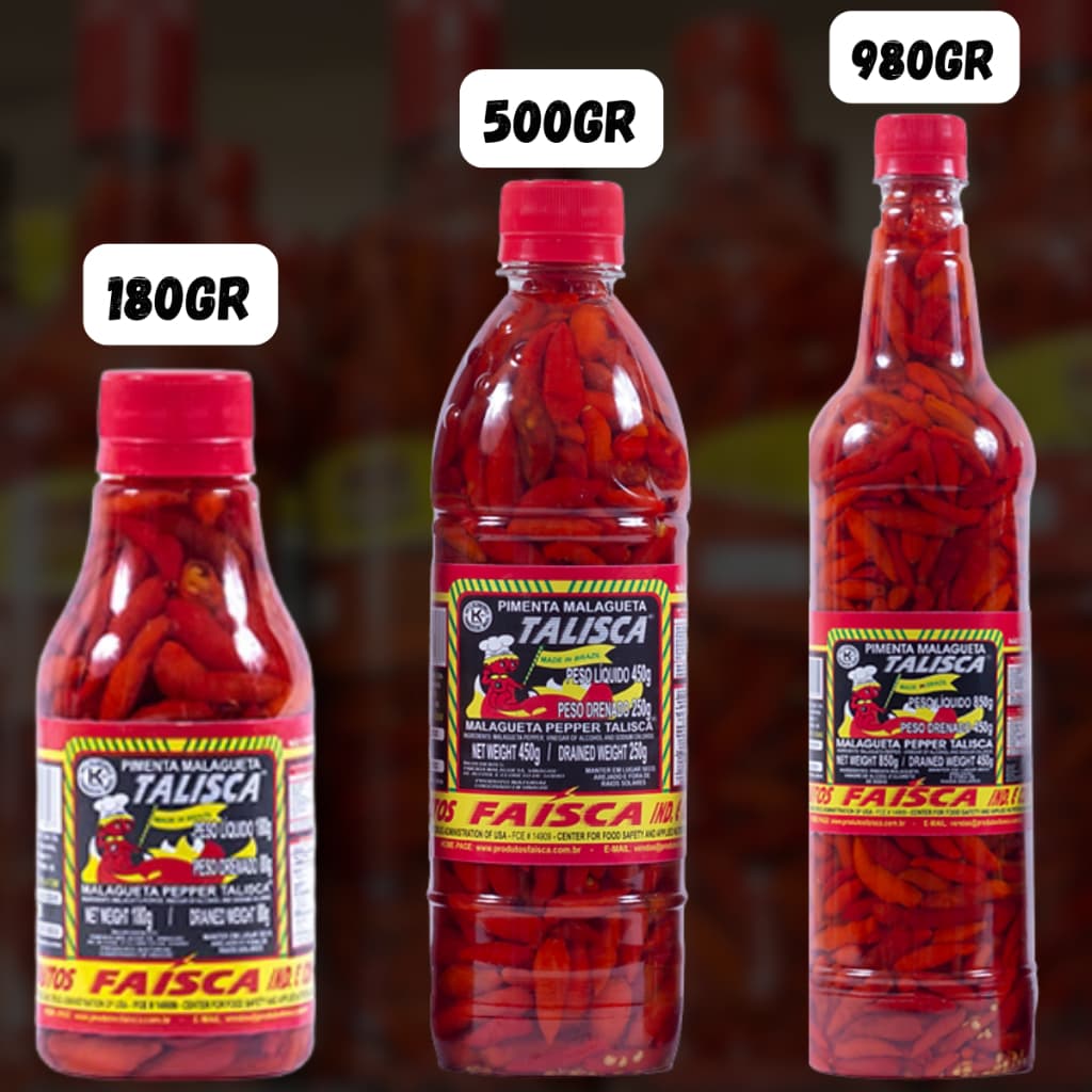 Pimenta Malagueta Em Conserva Faísca 980GR - 500GR - 180GR