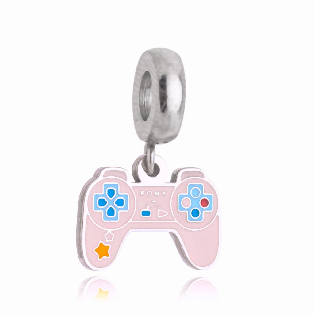 Berloque Aço Inox Controle Videogame Rosa