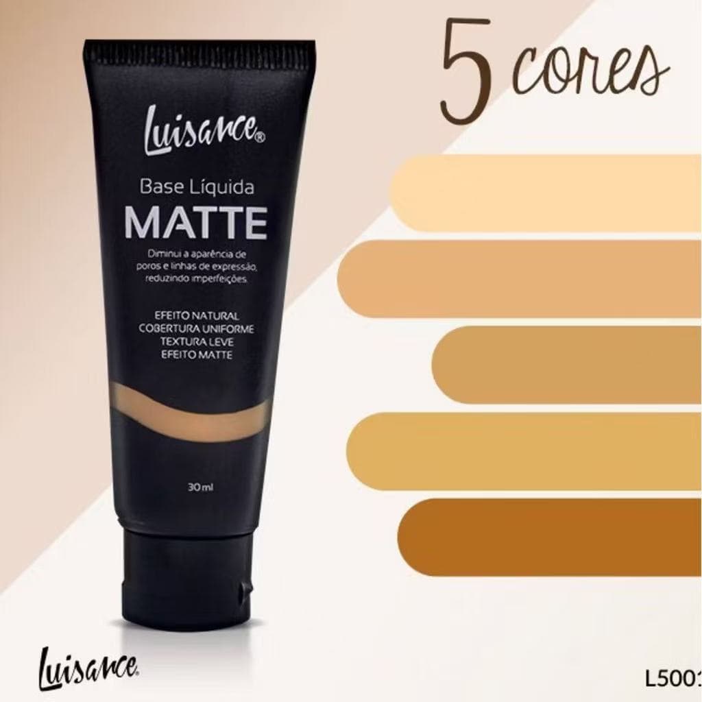 Base líquida Efeito Matte Cobertura Uniforme e Textura Leve Luisance