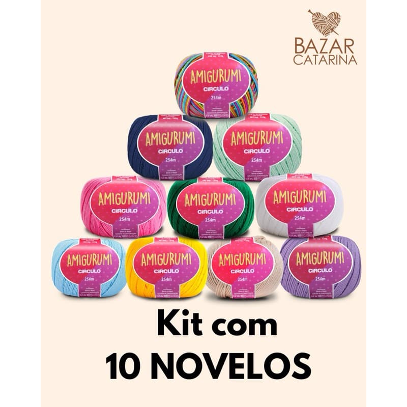 Fio Amigurumi Kit com 10 novelos Linha para crochê 100% algodão da Círculo