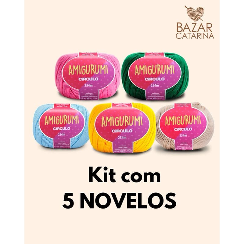 Fio Amigurumi Kit com 5 unidades Linha para crochê 100% algodão da Círculo