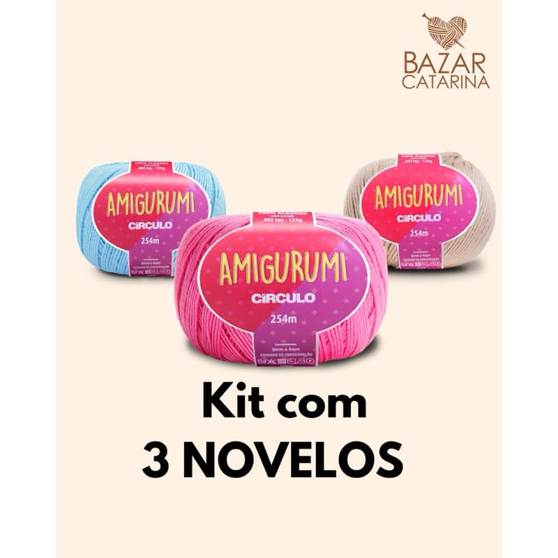 Fio Amigurumi Kit com 3 unidades Linha para crochê 100% algodão da Círculo