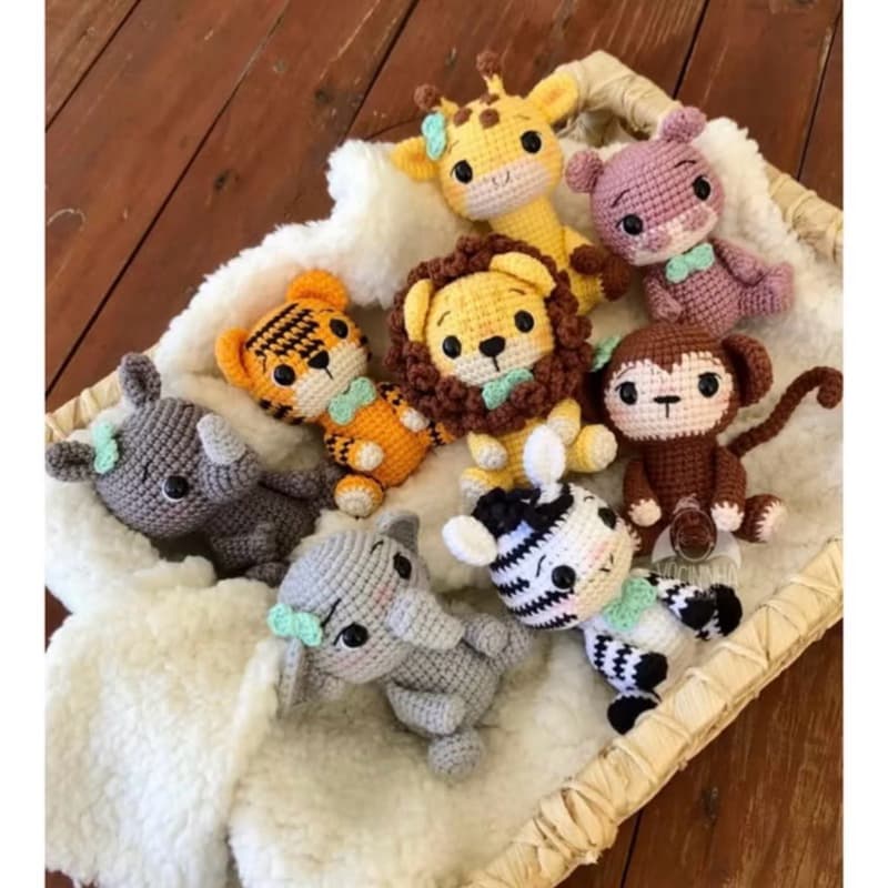 Kit Mini Safari Amigurumi Crochê